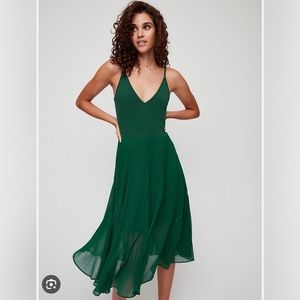 Aritzia green Daphnee pleated dress